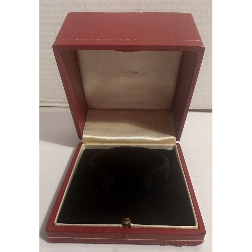 Vintage Cartier Red Bracelet Jewelry Box Damage Read 3.75”x3.75”x2” Black Inside
